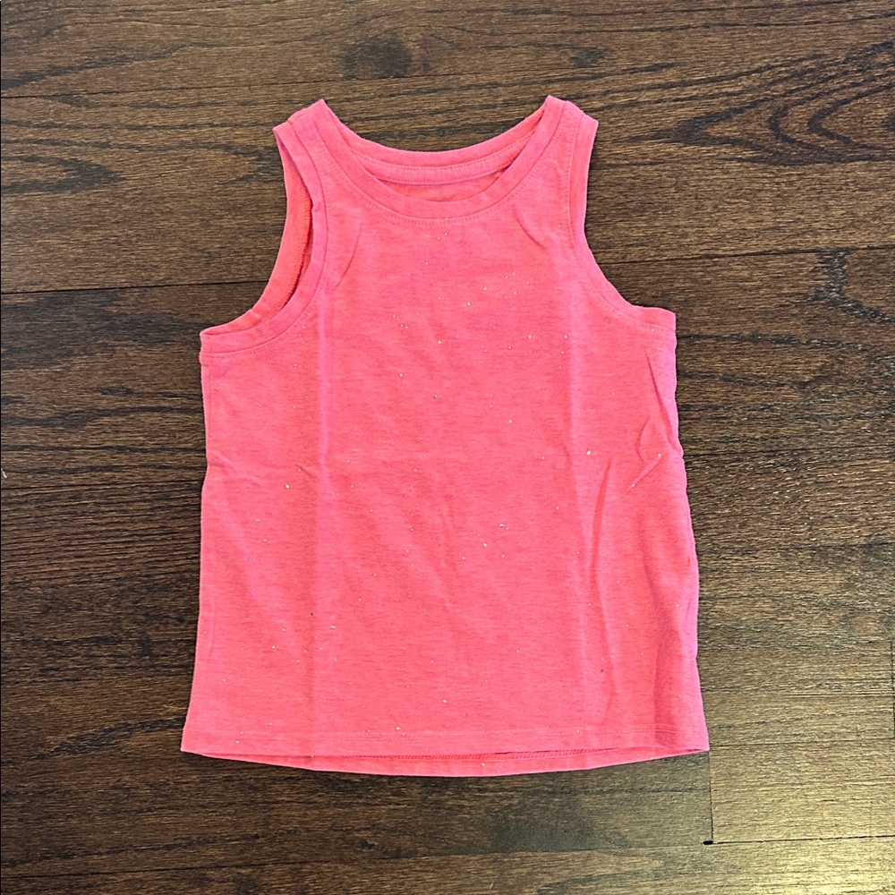 Cat and Jack Pink Tank Top with Sparkles - Casual Summer Tee Size 4